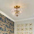 Mid Century Modern 2 Light Glass Semi Flush Mount