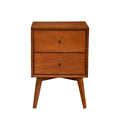 Carson Carrington Bjaeverskov Mid Century Wood Veneer 2 Drawer Nightstand