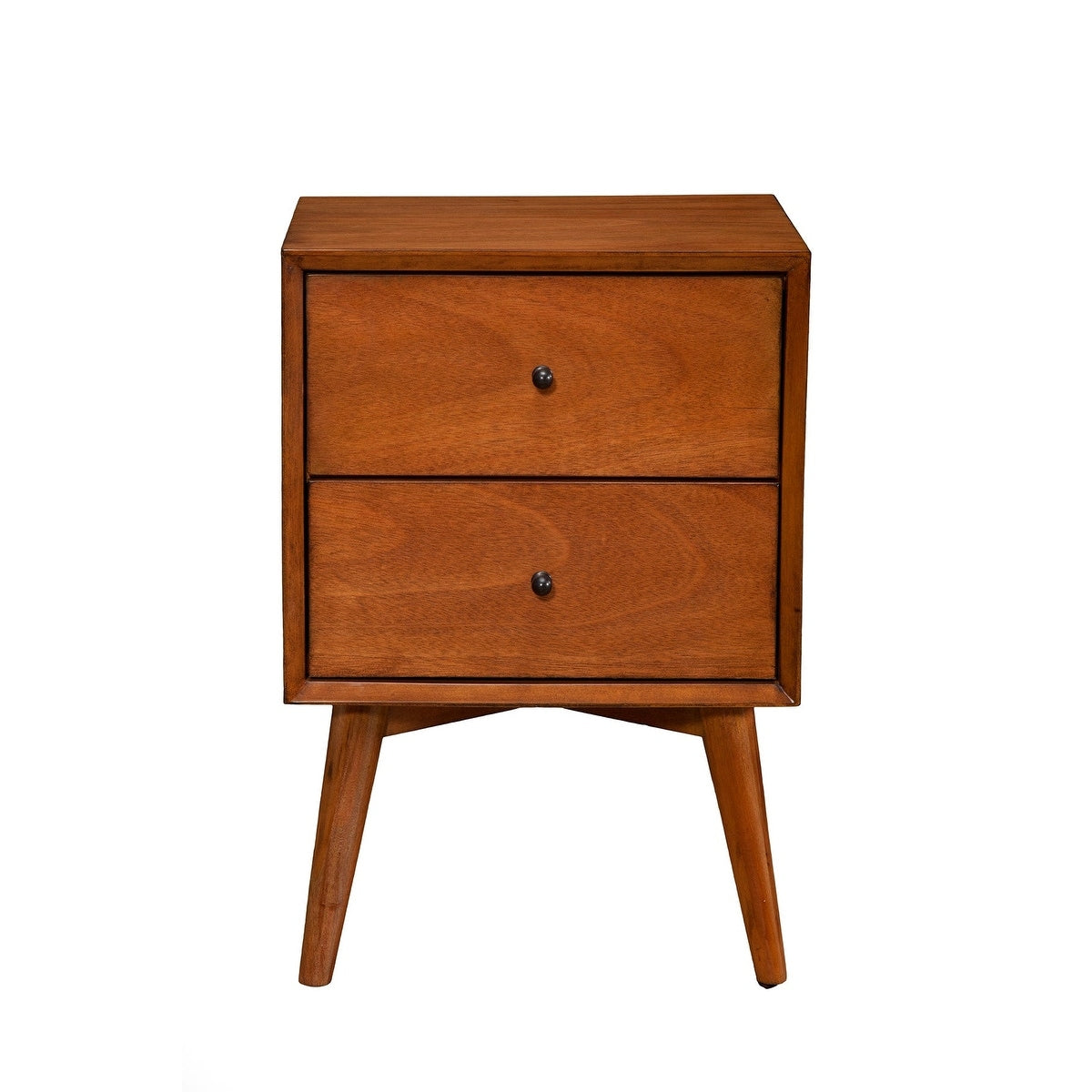 Carson Carrington Bjaeverskov Mid Century Wood Veneer 2 Drawer Nightstand