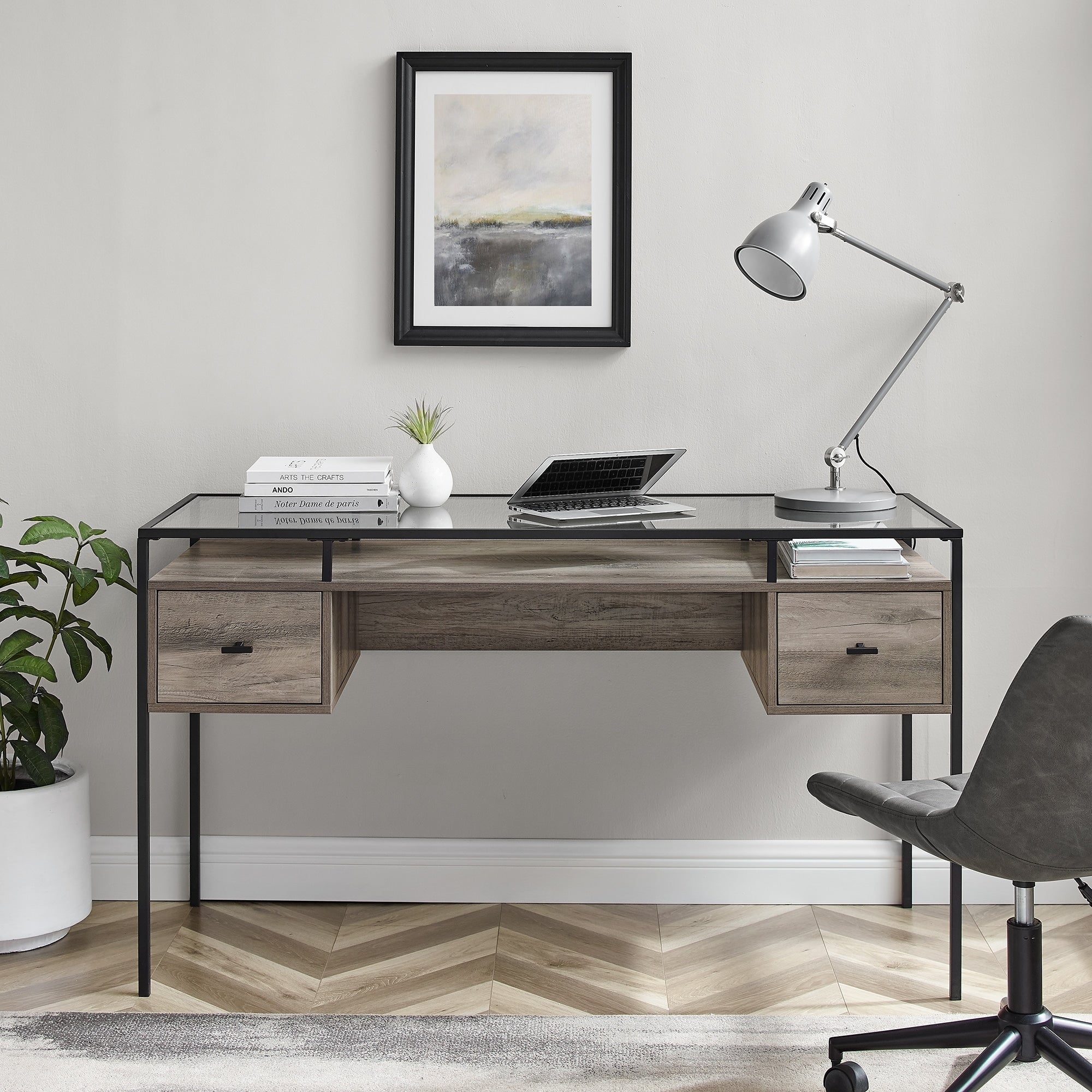 Carson Carrington 56 Glass Top Writing Desk