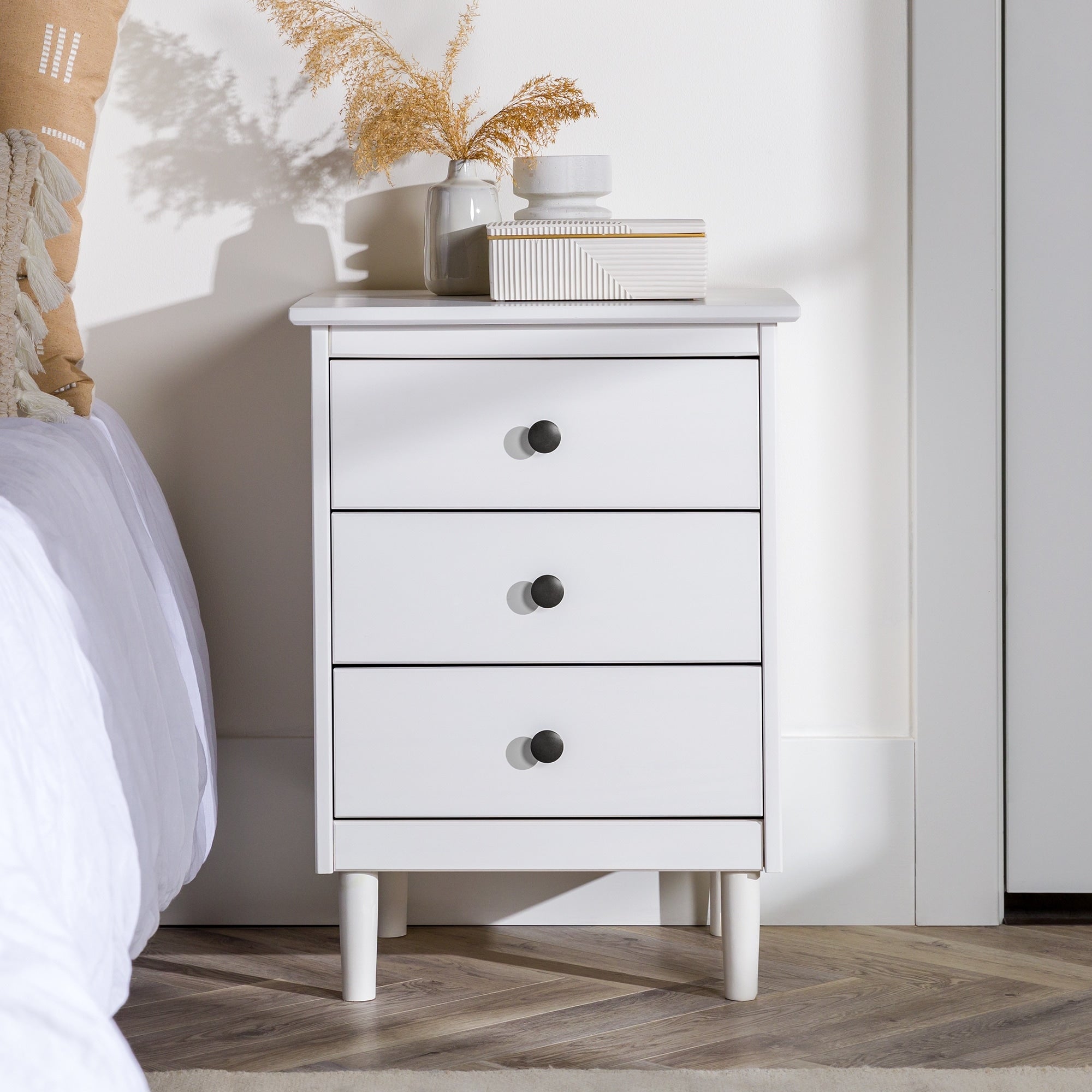 Taylor Olive Bullrushes 3 Drawer Solid Wood Nightstand