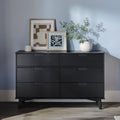 Middlebrook Designs Mid Century Solid Wood 6 Drawer Dresser Black