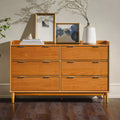 Middlebrook Designs Modern Minimalist Solid Wood 6 Drawer Dresser Caramel