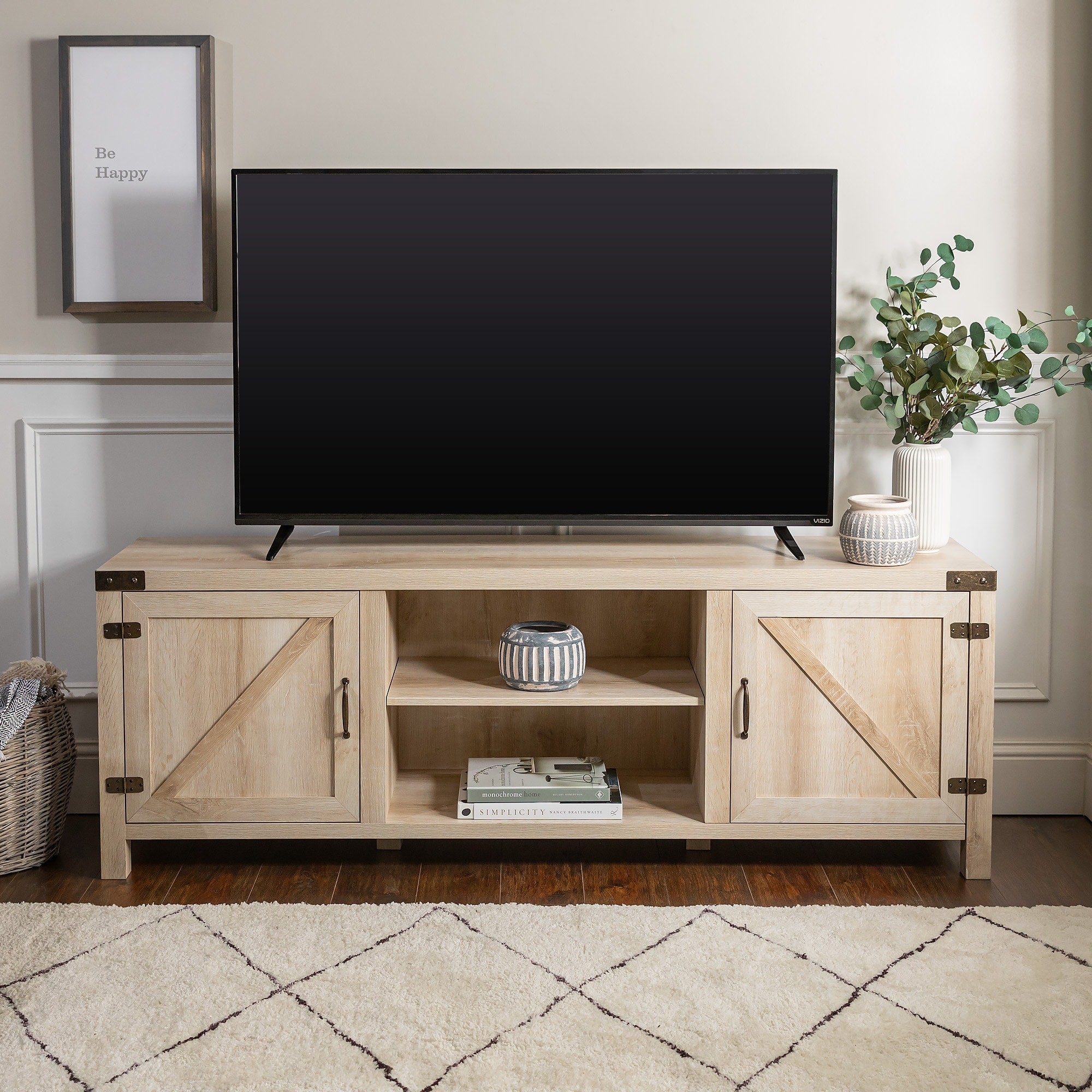 The Gray Barn Kujawa 70 Inch Barn Door Tv Stand Console 70 X 16 X 24H