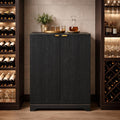 Midnight Fluted Wood Bar Cabinet With Wine Storage N A