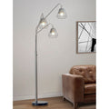 Homeglam Midtown Brushed Metal And Marble Wire Shade 3 Light Wire Dimmable Led Dimmable Arch Floor Lamp