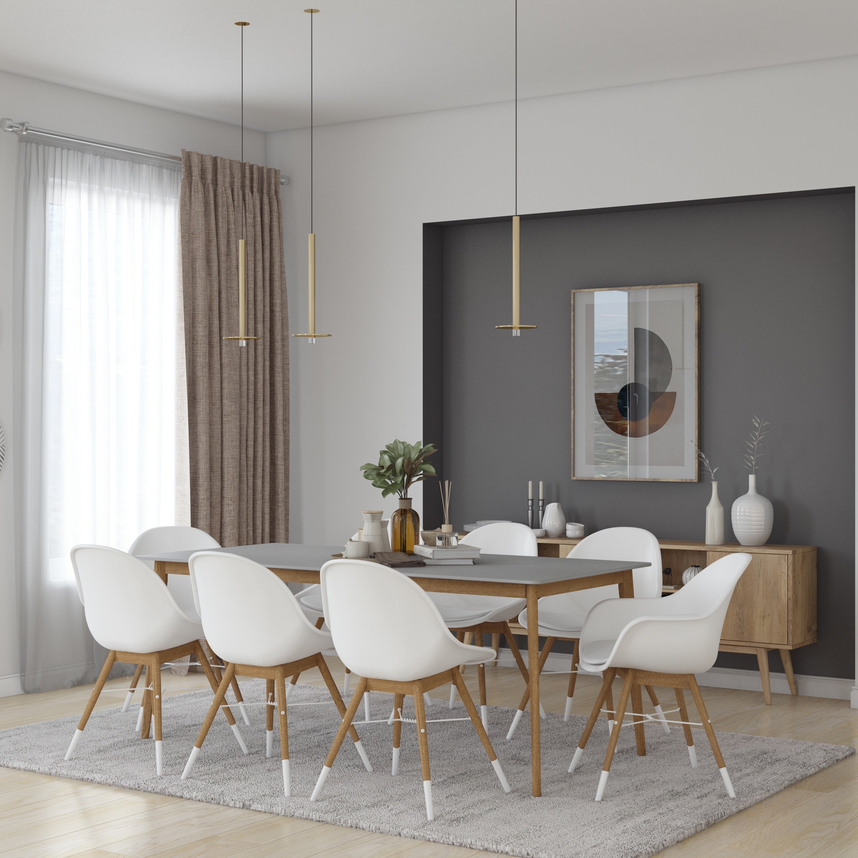 Midtown Concept Brune 9Pc Wood Indoor Dining Set With Cushions