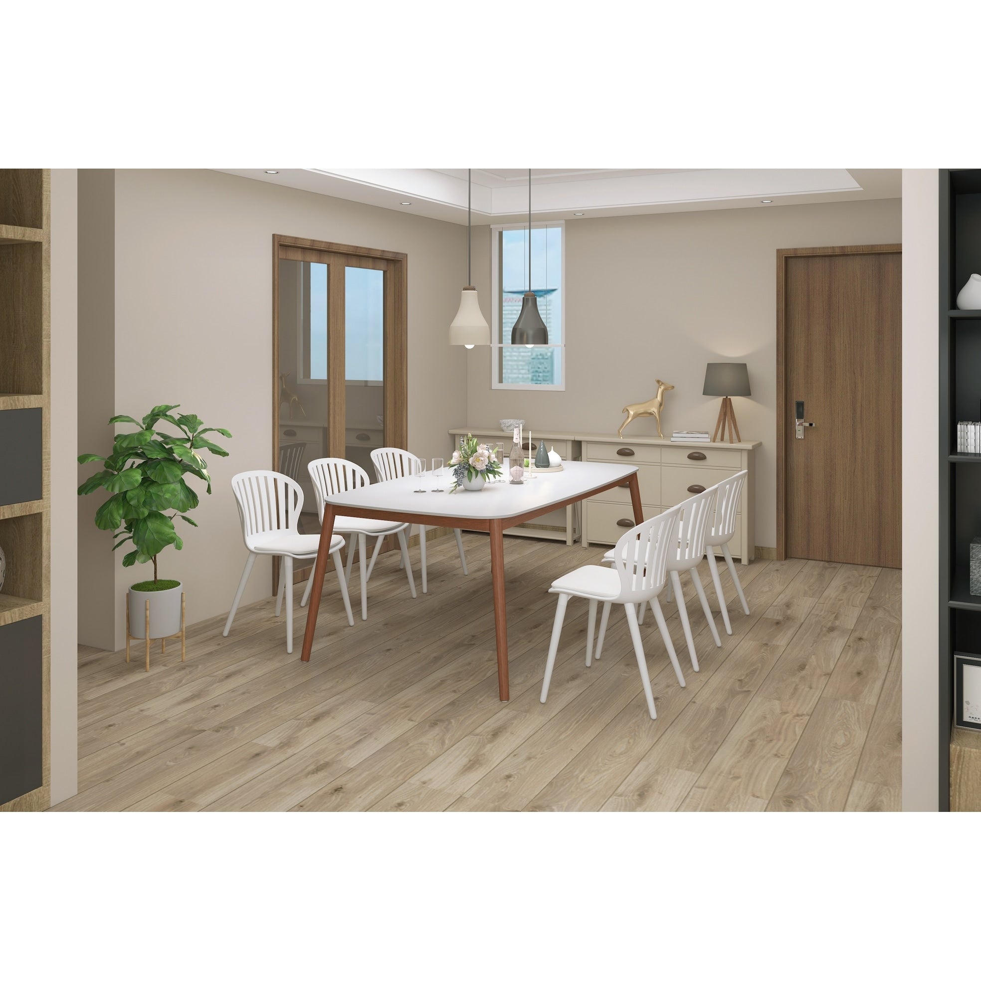 Amazonia Nordic 9 Piece Dining Set White Cushions