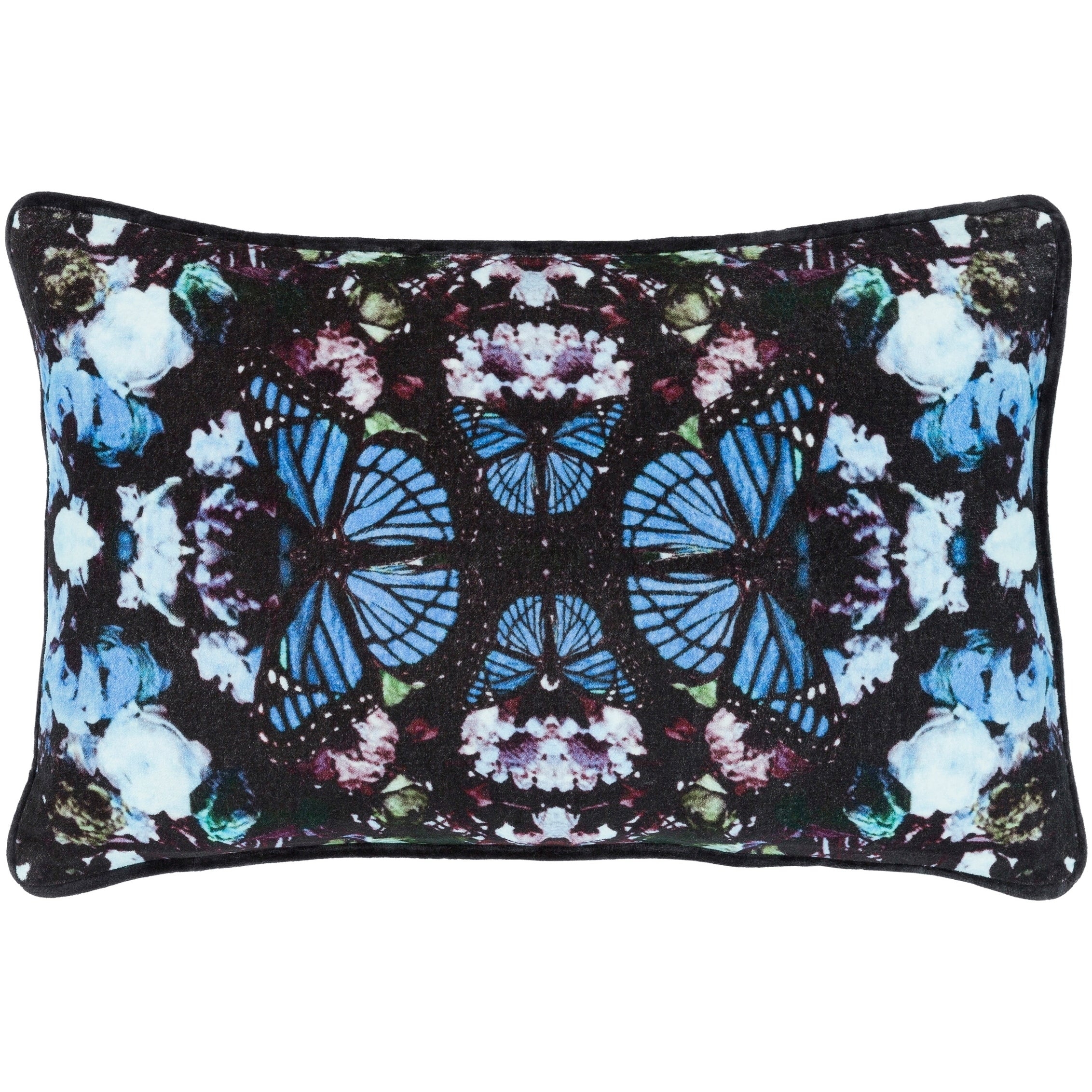 Mier Velvet Butterfly 22 Inch Poly Or Feather Down Throw Pillow