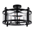 Sierra Black Stainless Steel 4 Light Flush Mount Fixture
