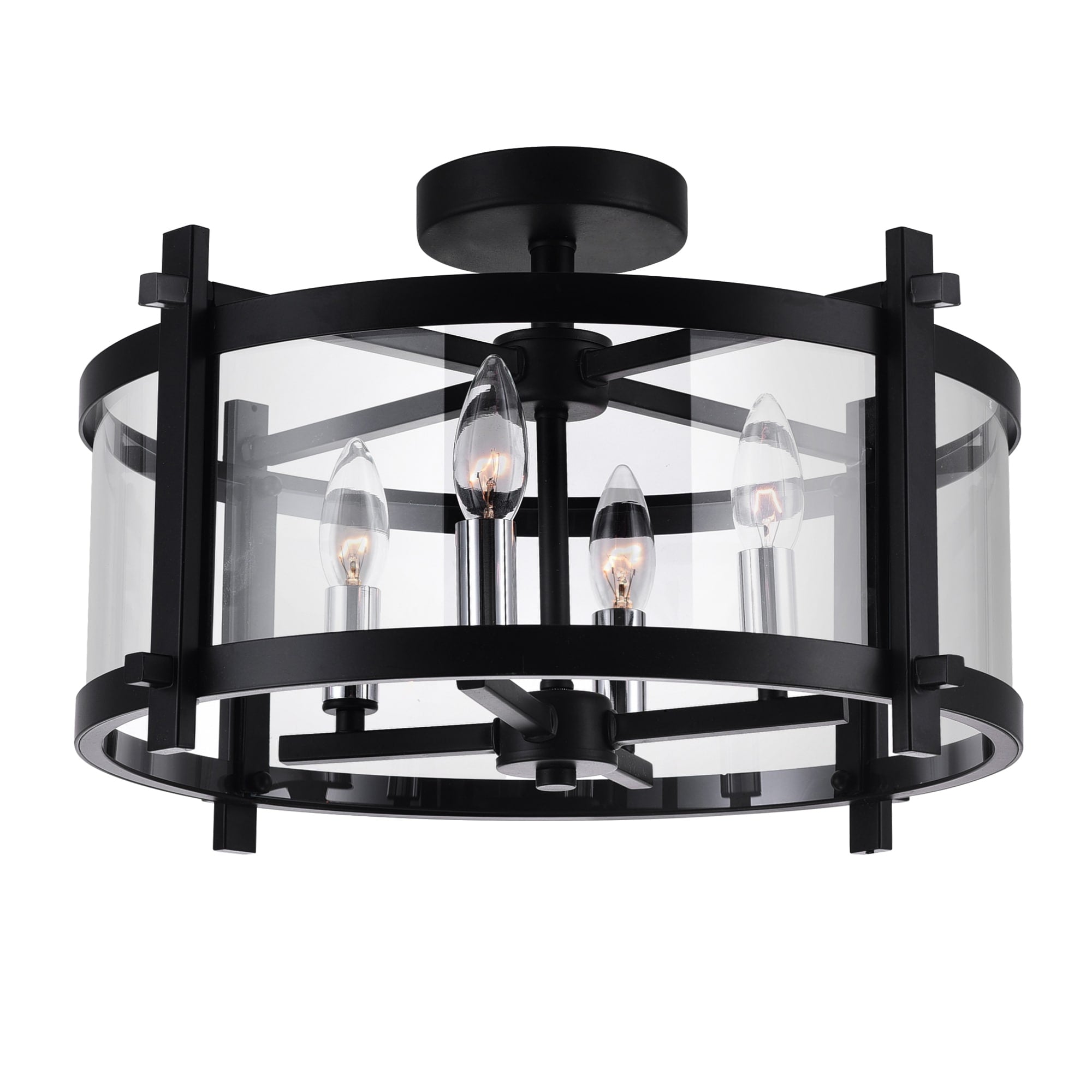 Sierra Black Stainless Steel 4 Light Flush Mount Fixture