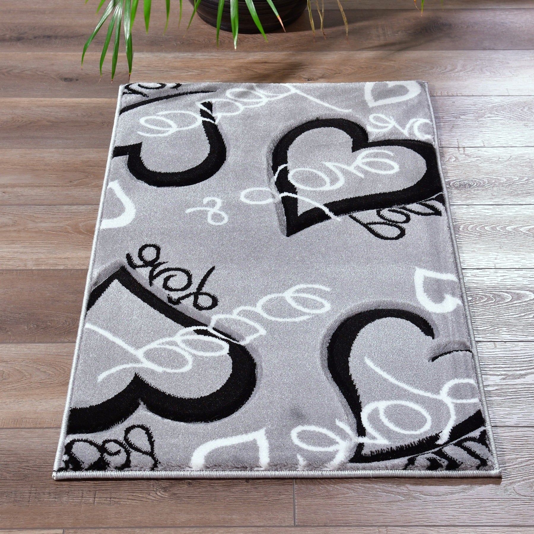 Miglena Grey Black Polypropylene Area Rug