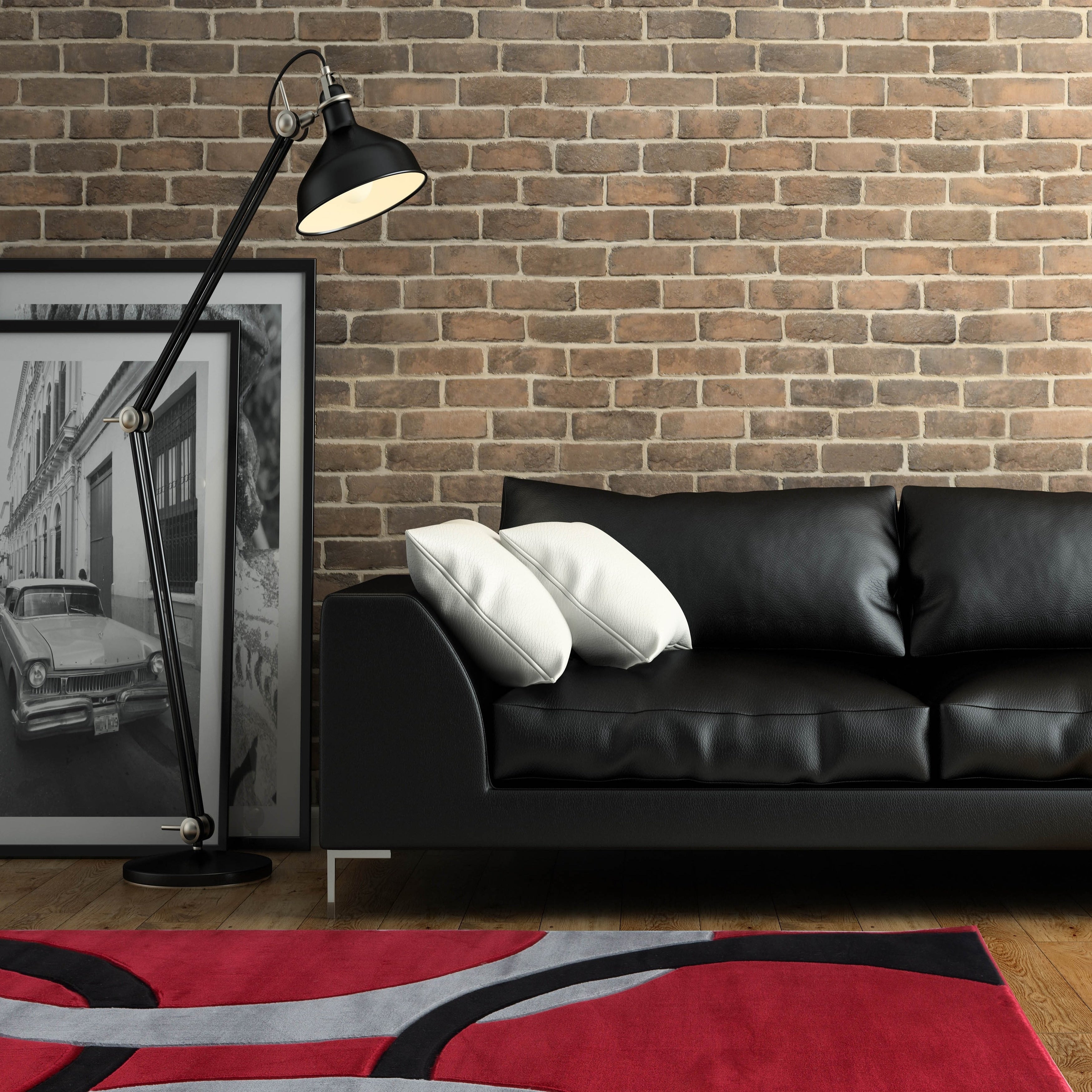 Miglena Black Red Polypropylene Area Rug