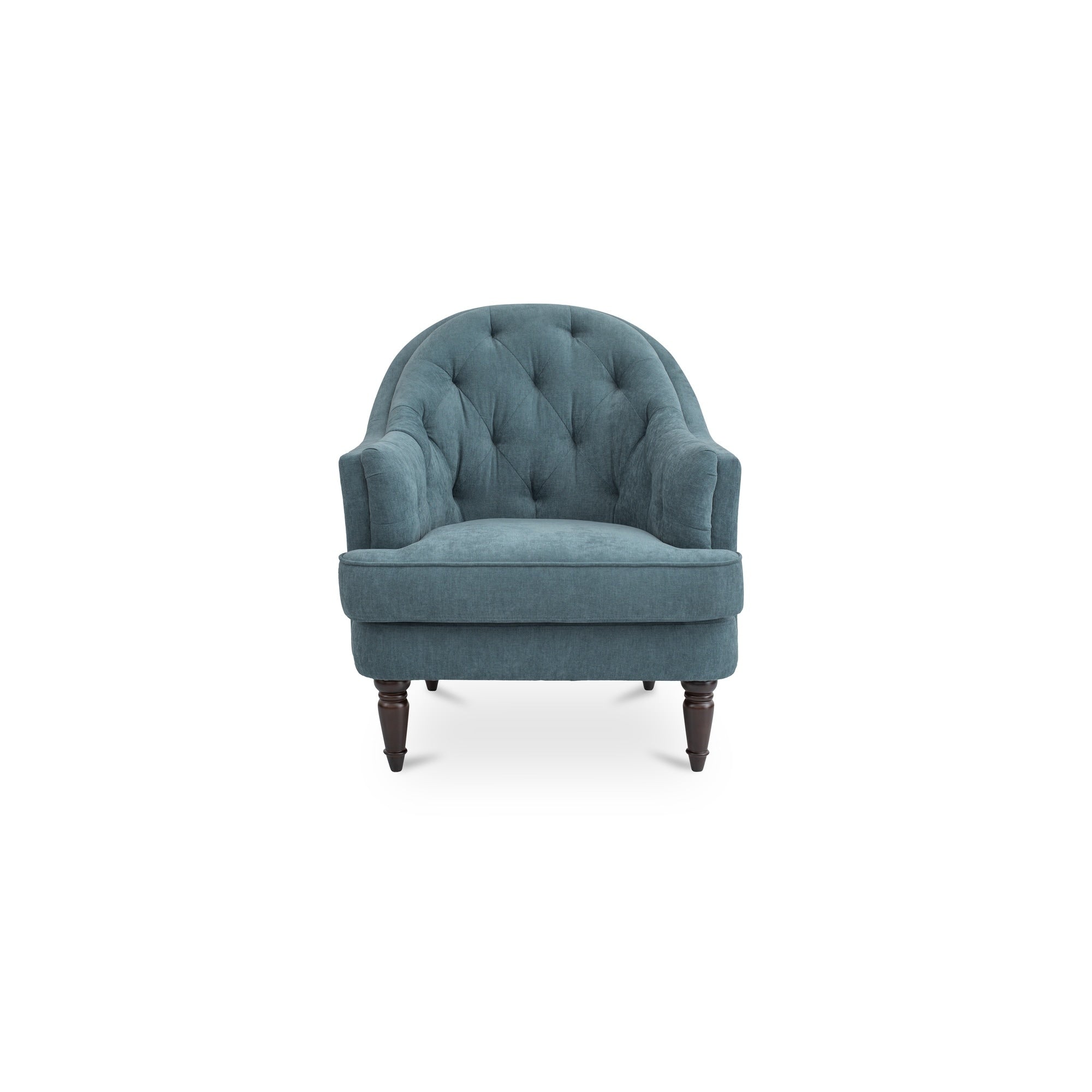 Mika Accent Chair Performance Polyester Blend Tufted Back Rubberwood Legs Light Blue
