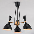 Mikael Matte Black Gold Metal Bowl Shade 3 Light Chandelier