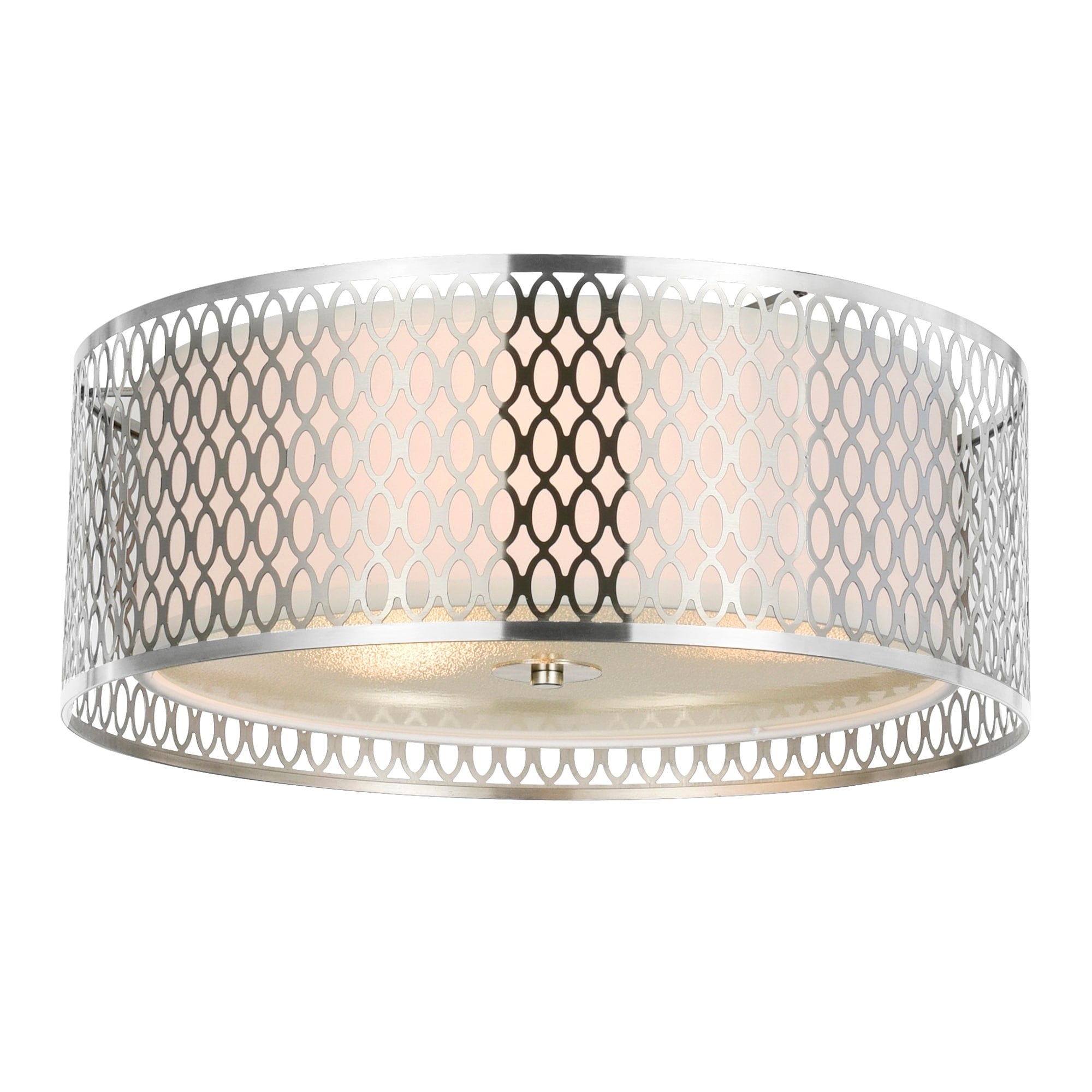 3 Light Flush Mount With Satin Nickel Finish