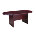 Mike 71 Inch Oval Conference Table With Panel Legs Mahogany Red