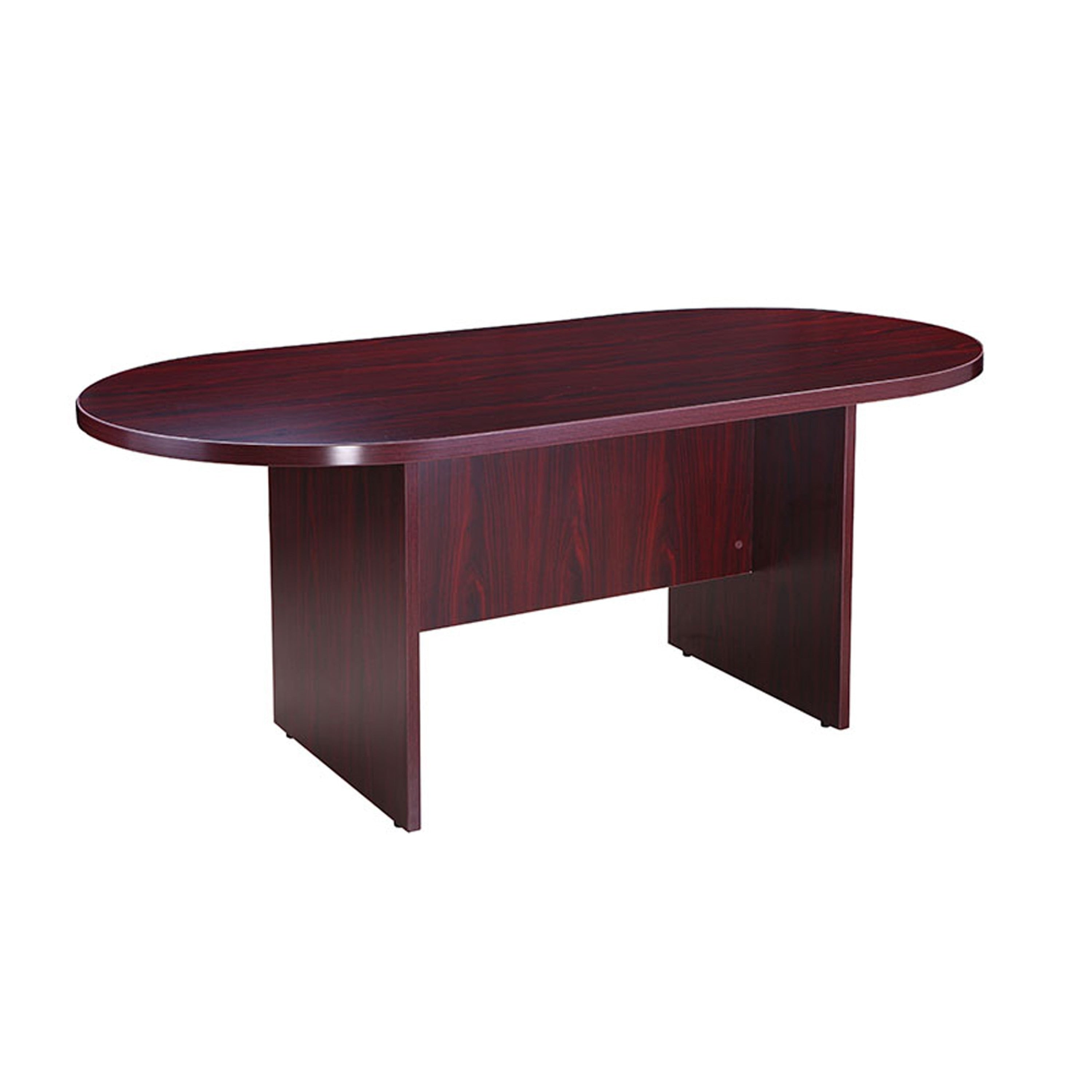 Mike 71 Inch Oval Conference Table With Panel Legs Mahogany Red