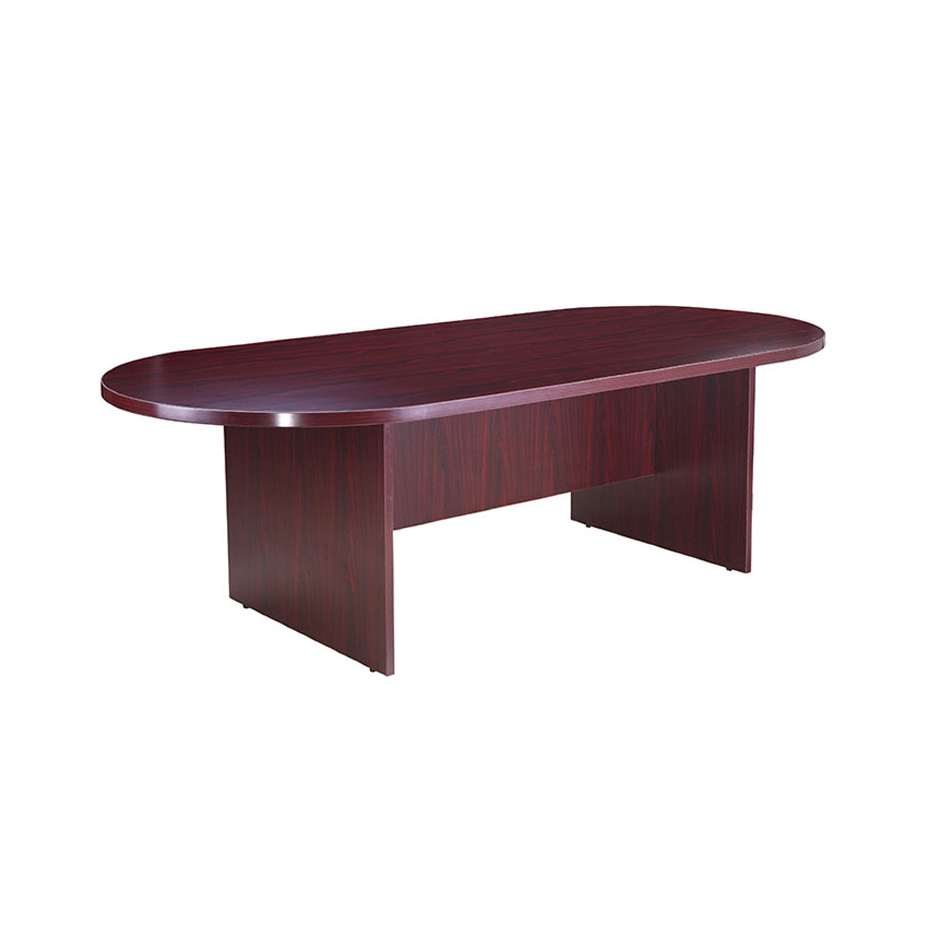 Mike 95 Inch Oval Conference Table With Panel Legs Mahogany Red