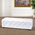 Mikome White Textile 51 Inch Tufted Bench Ottoman
