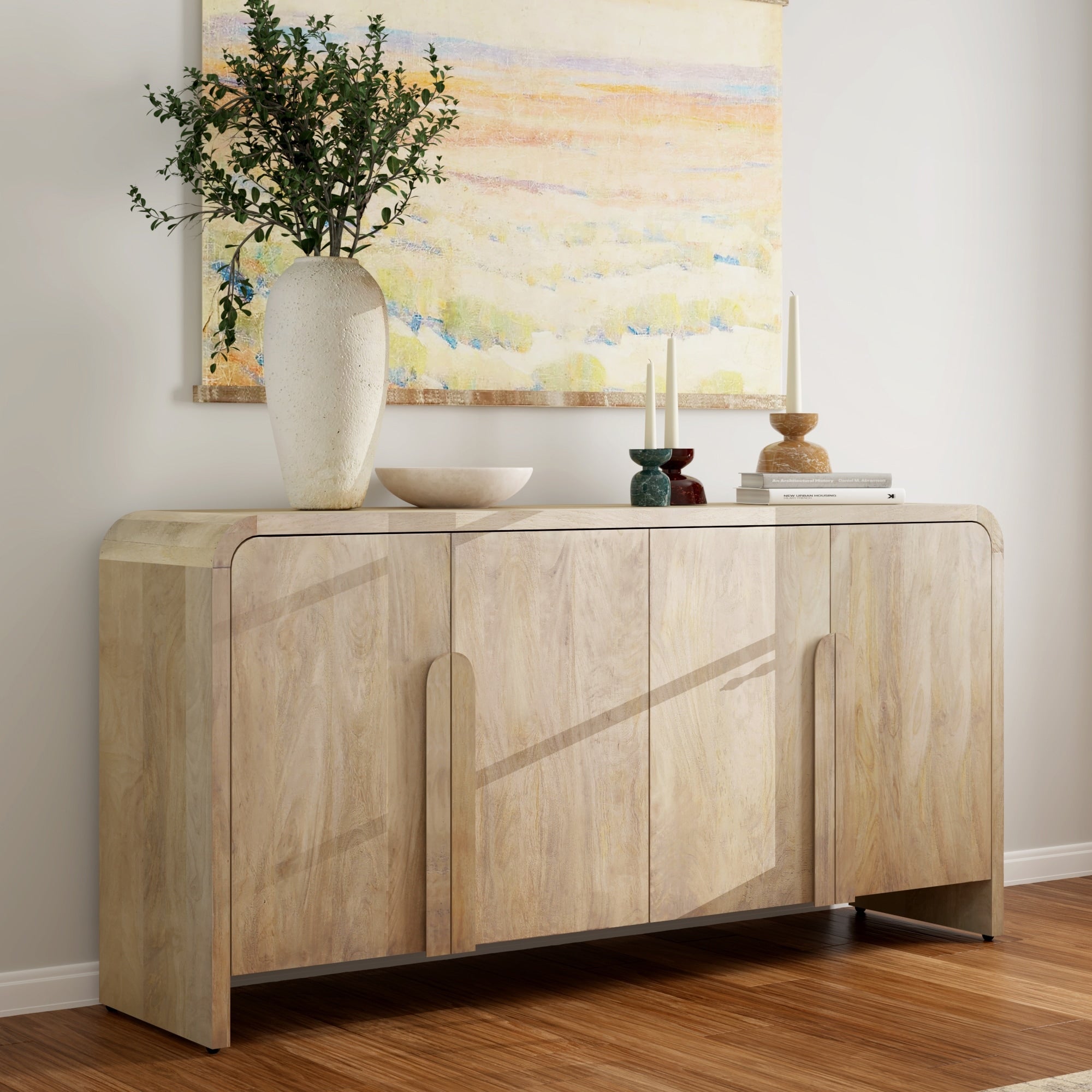 Mila Handmade Wood Sideboard By Sevita 76 W X 16 D X 34 H 76 W X 16 D X 34 H