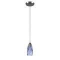 Milan 3 Inch Wide 1 Light Pendant In Satin Nickel With Starburst Blue Glass 3In W X 3In D X 7In H