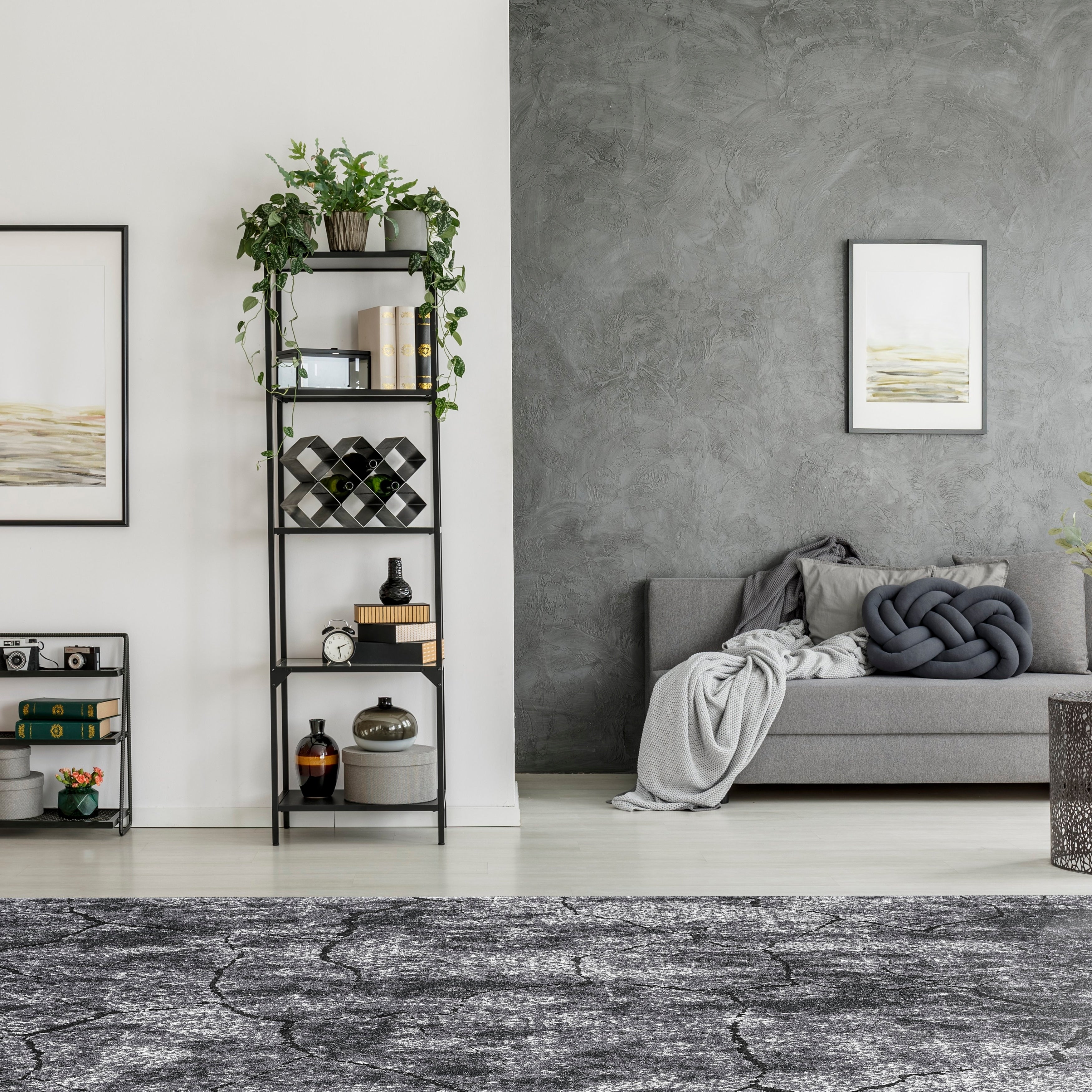 Milan Collection Grey Stone Area Rug