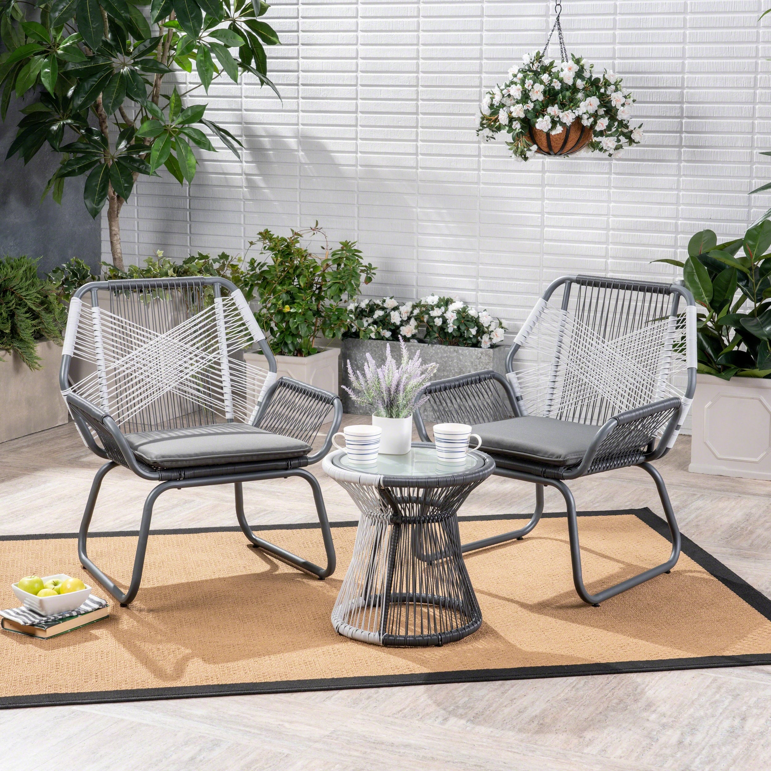 Milan Outdoor 3 Piece Wicker Chat Set By Christopher Knight Home