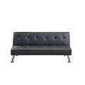 Milana Convertible Sofa Bed Usb Port Black Faux Leather 66 Inch