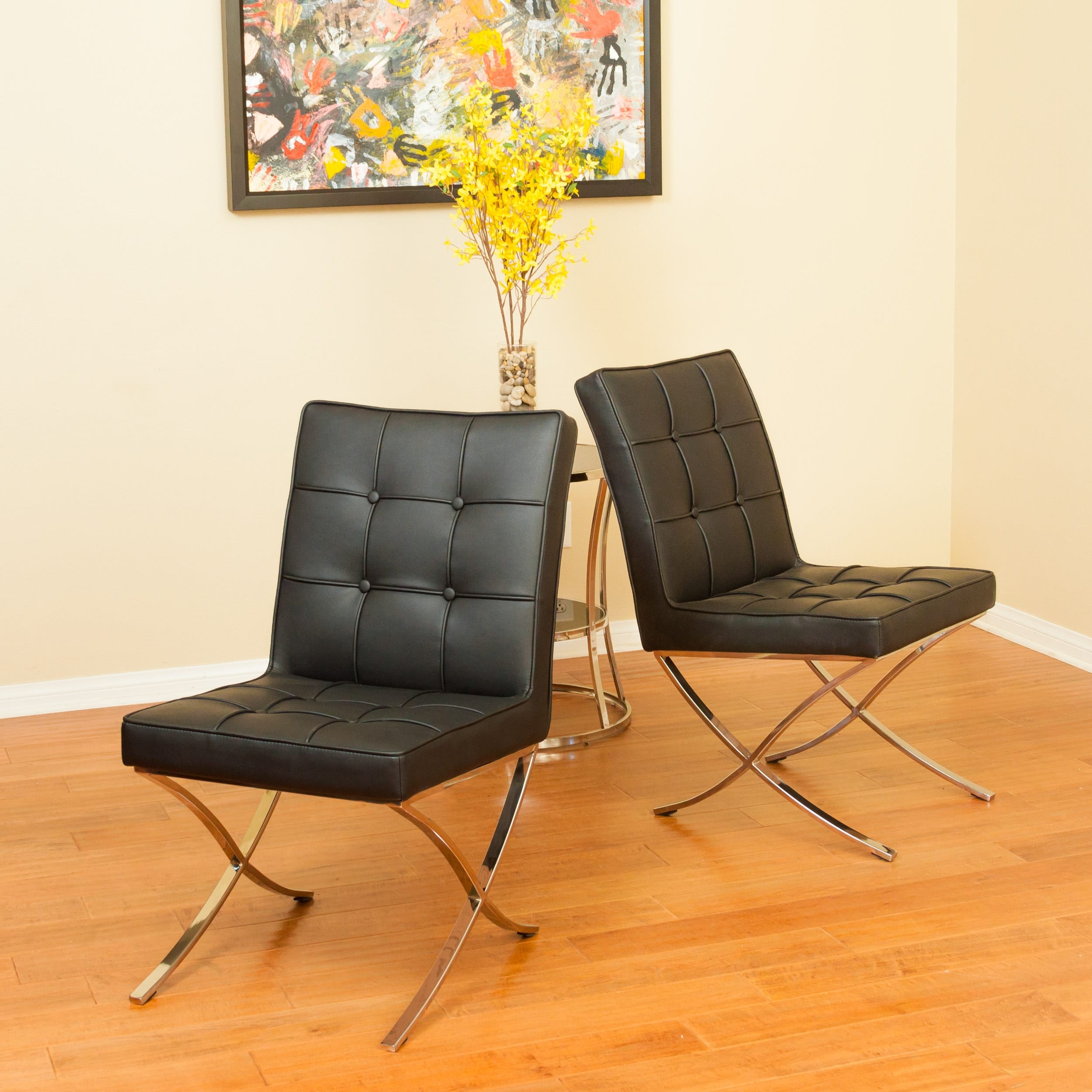 Milania Black Leather Dining Chairs Set Of 2 By Christopher Knight Home