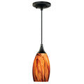 Milano Oil Rubbed Bronze Mini Pendant Smoky Fire Glass