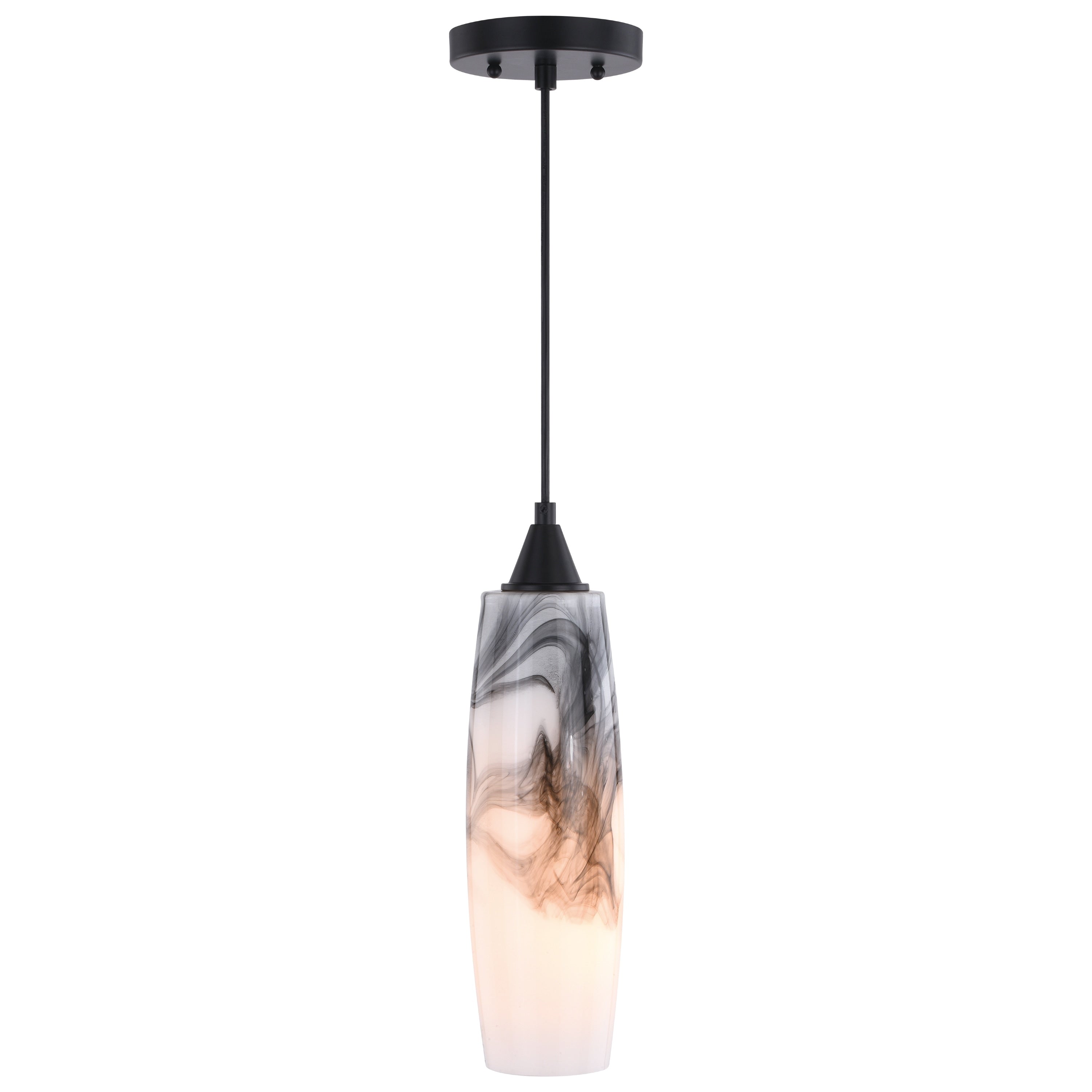 Milano Mini Pendant Ceiling Light Black And White Glass 4.25 In. W X 15.25 In. H X 4.25 In. D