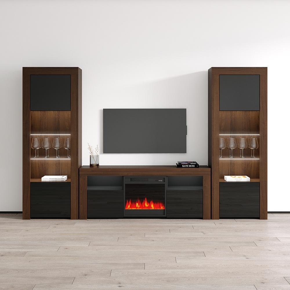 Milano Set 145Ef Bk Bk Electric Fireplace Modern Wall Unit Entertainment Center