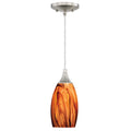 Milano Satin Nickel Mini Pendant Smoky Fire Glass