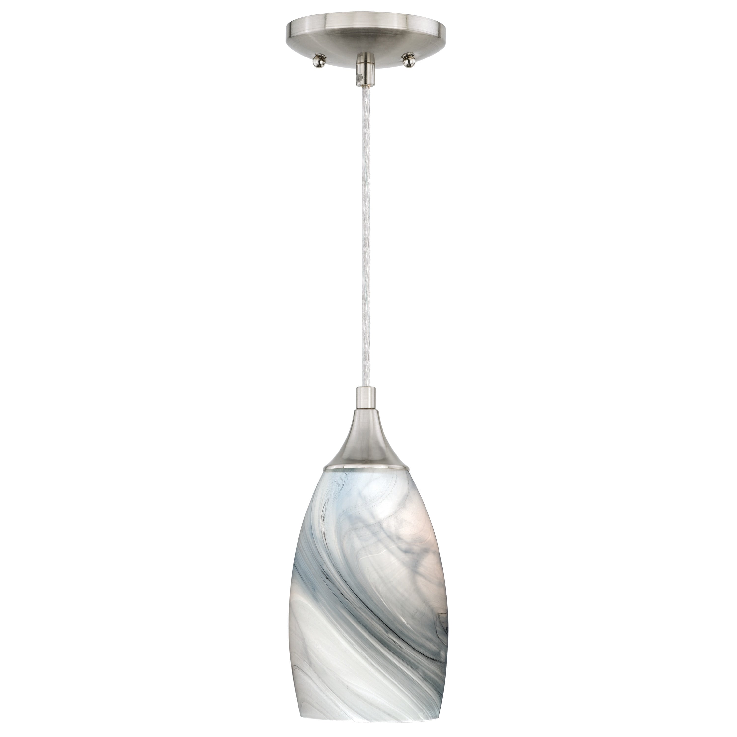 Milano Satin Nickel Mini Pendant Marble Swirl Glass