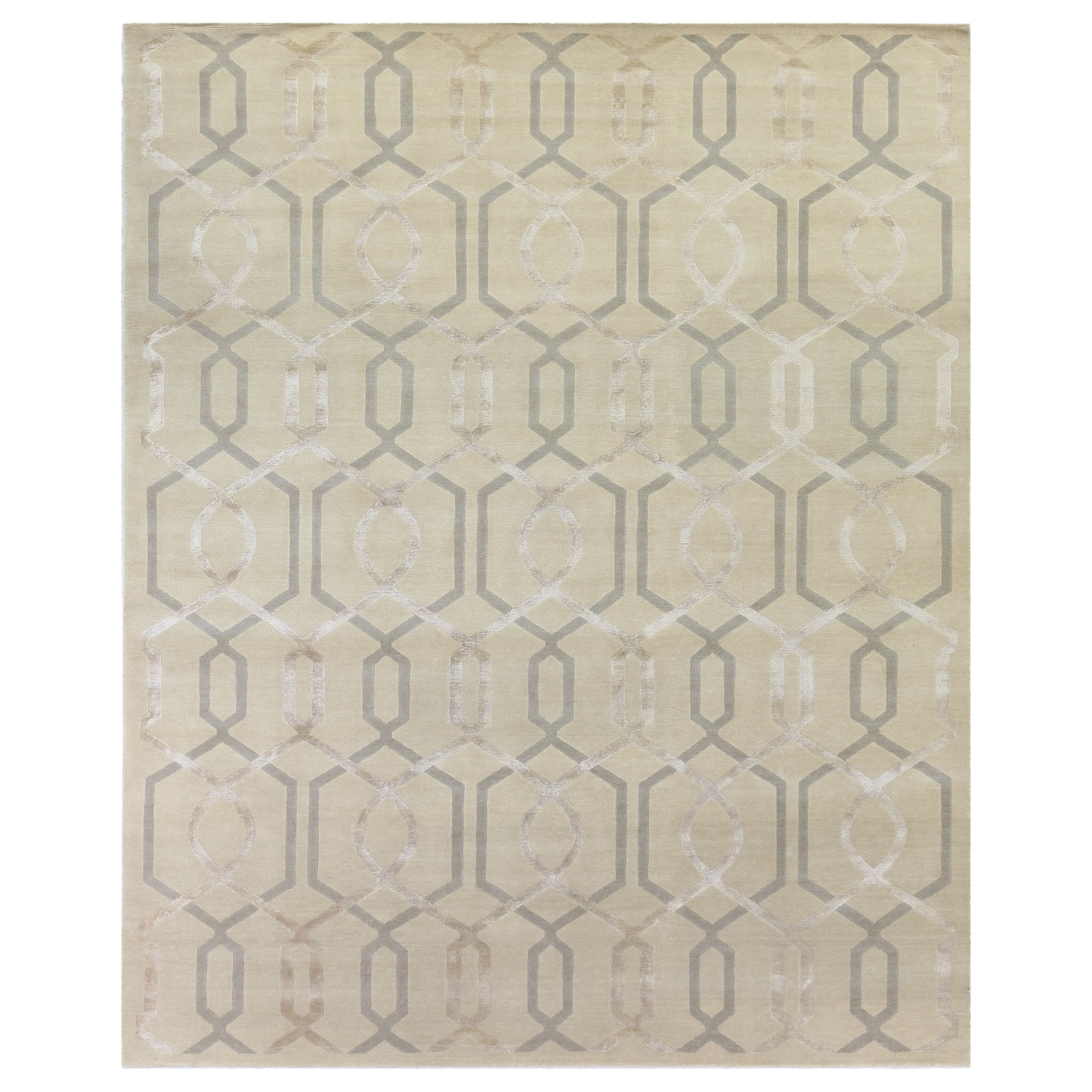 Milano Velvet Hand Knotted Wool Viscose Ivory Area Rug