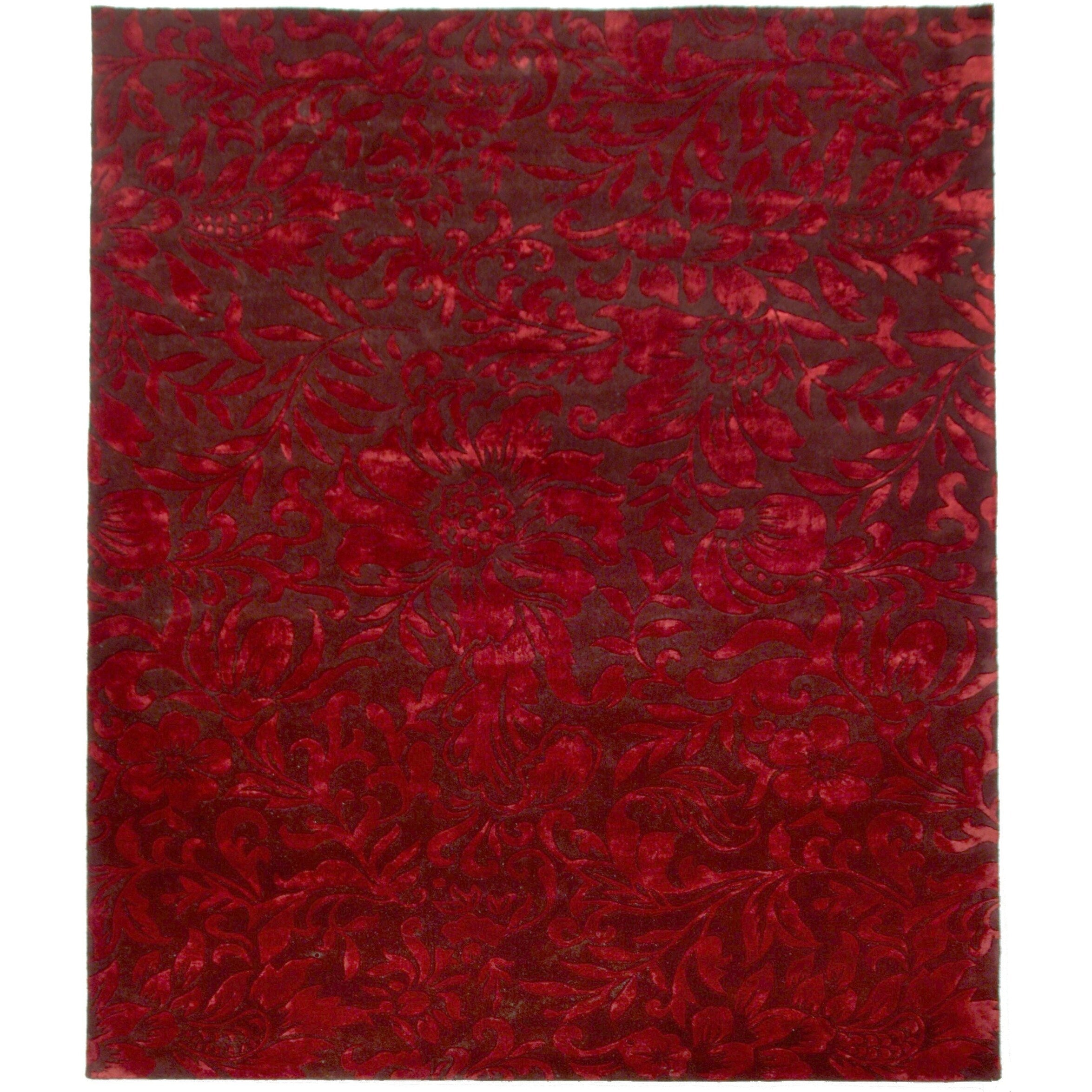 Milano Velvet Hand Tufted Wool Viscose Red Area Rug 12 X 15