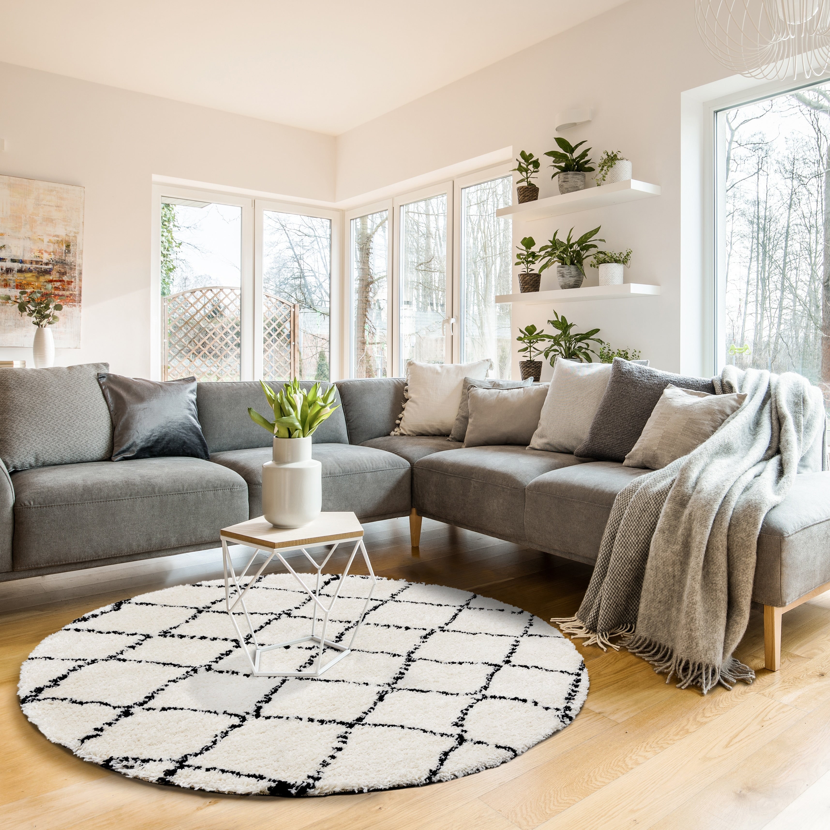 Marko Black White Diamonds Soft Touch Rug