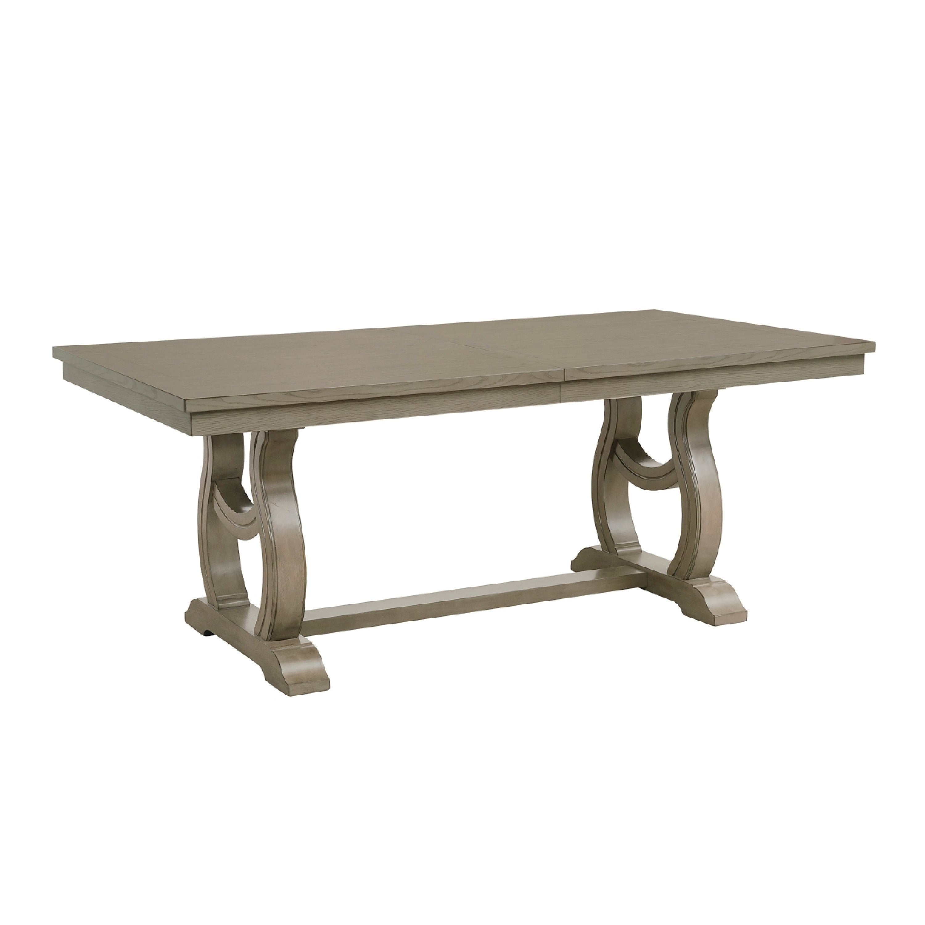 Mili Dining Table 76 96 Inch Extendable Top Open Trestle Base Gray