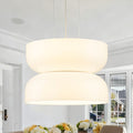 Milky Glass Led Pendant Light With Up Down Lighting Dimmable Dia.12.8 In