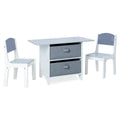 Milliard Kids Table And Chair Set Wood With Storage Baskets On Shelves Activity Playset Furniture With Modern Gray Colors