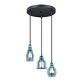 Vaxcel Mille Oil Rubbed Bronze Smoke Blue Stainless Steel Glass 3 Light Assorted Mini Pendants Light