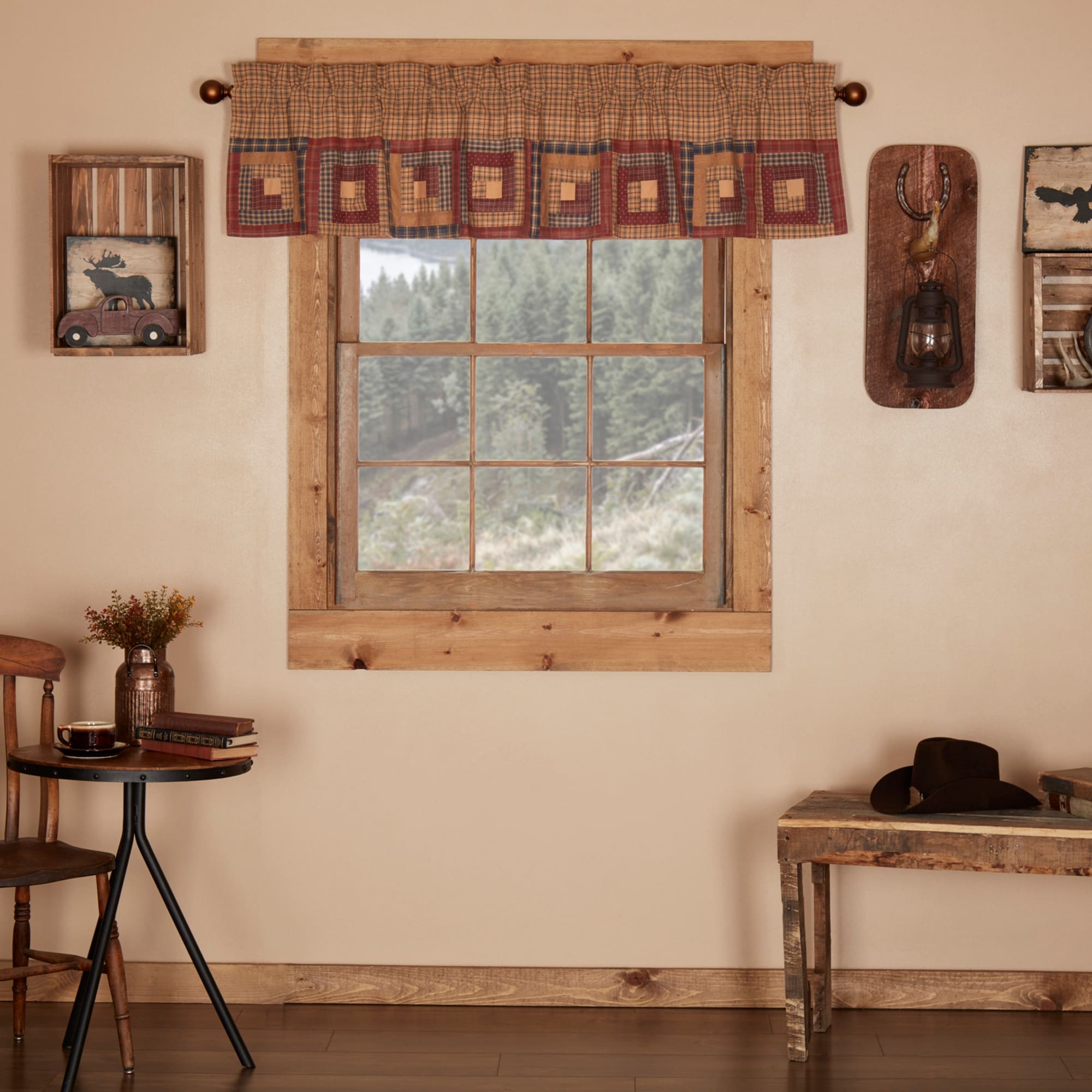 Millsboro Log Cabin Block Border Lined Valance 16 X 72