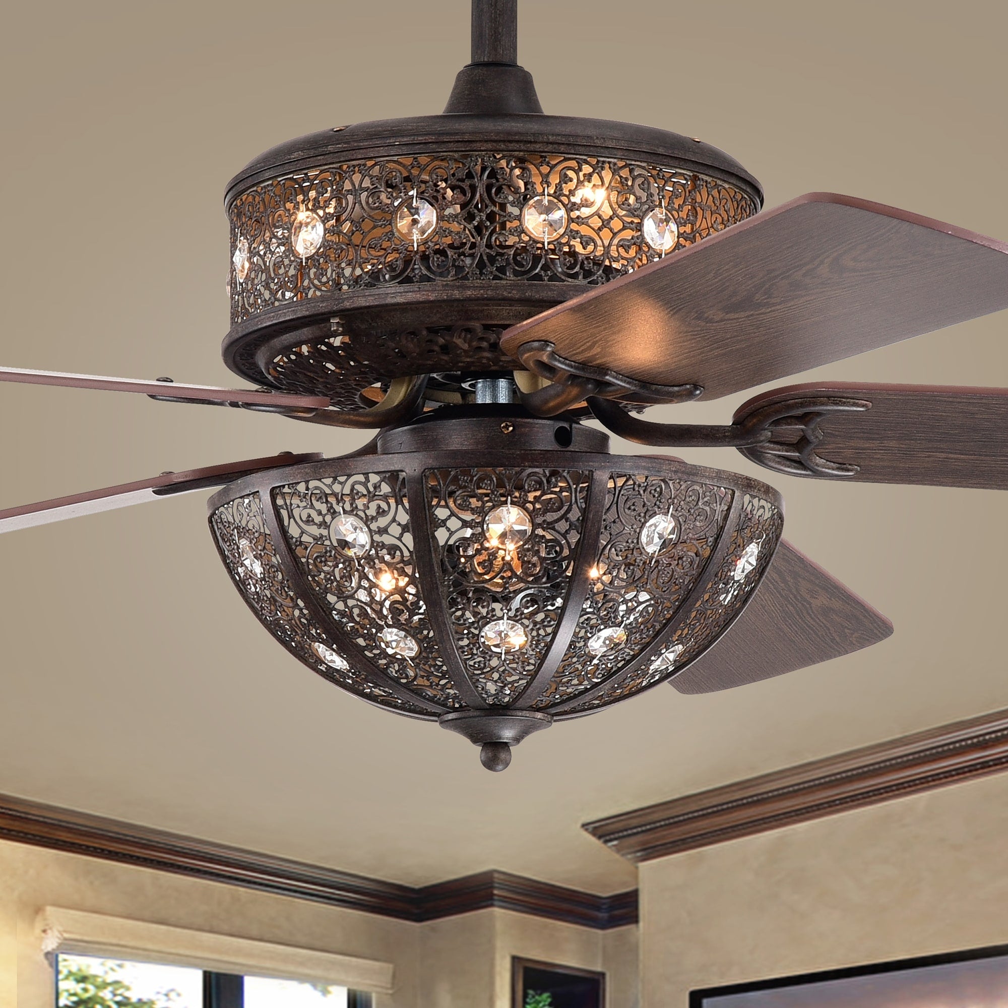 Milly Antique Bronze 52 Inch 5 Blade Lighted Ceiling Fan
