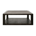 Milo Square Coffee Table With Rattan Top Distressed Blackwash 50X50X19H