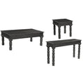 Milton Solid Wood 3 Piece Carved Living Room Table Set