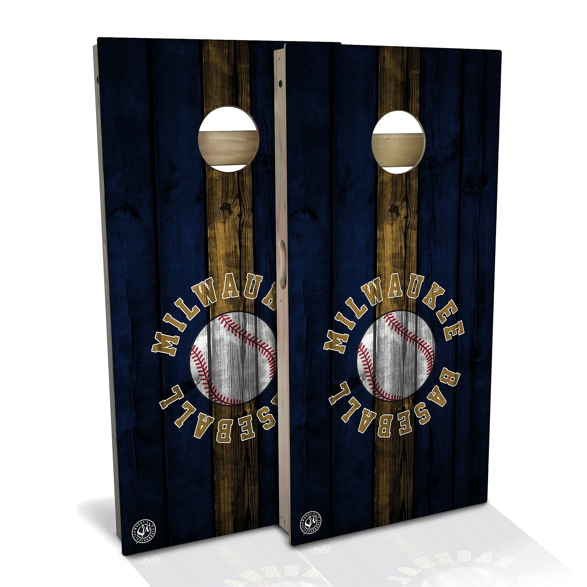 Milwaukee Baseball Cornhole Set Choose Your Size Accessories