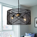 Mindor 20 Inch Black Mesh 3 Light Pendant Includes Edison Bulbs