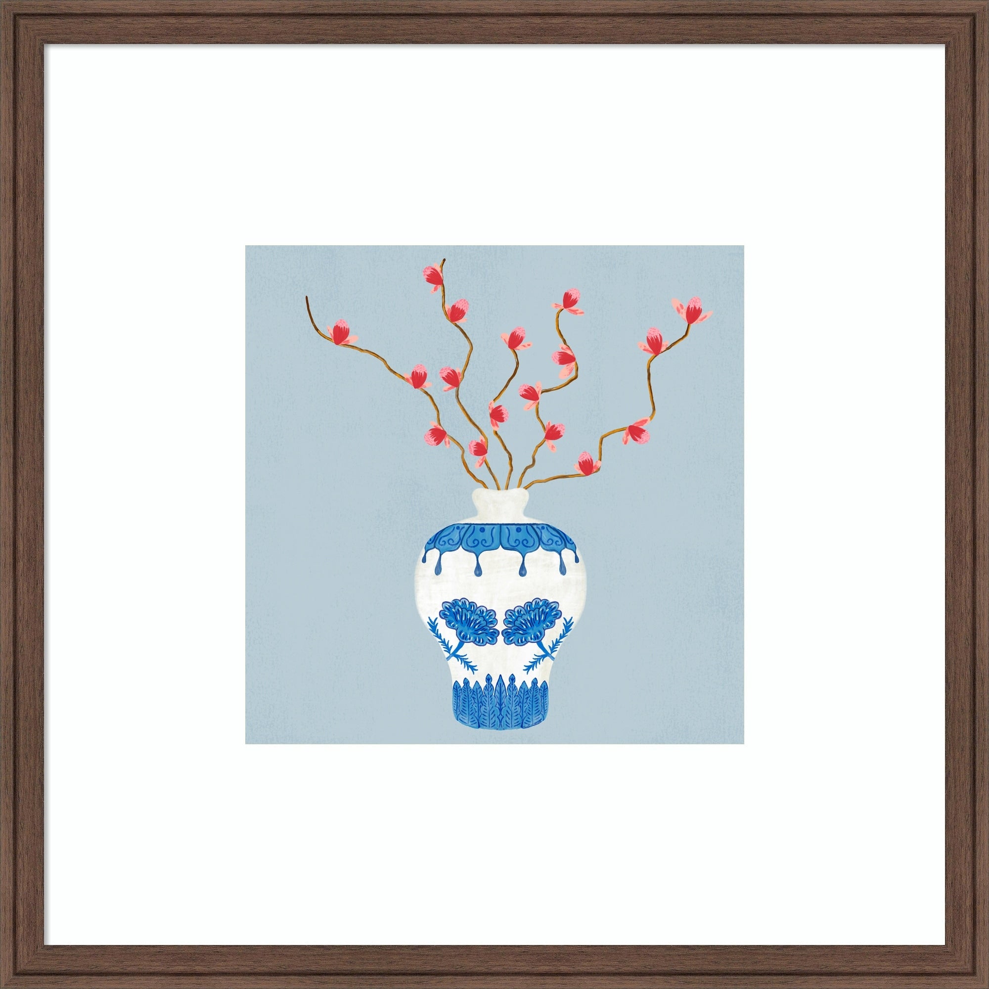 Ming Vase By Carrie Cantwell Wood Framed Wall Art Print