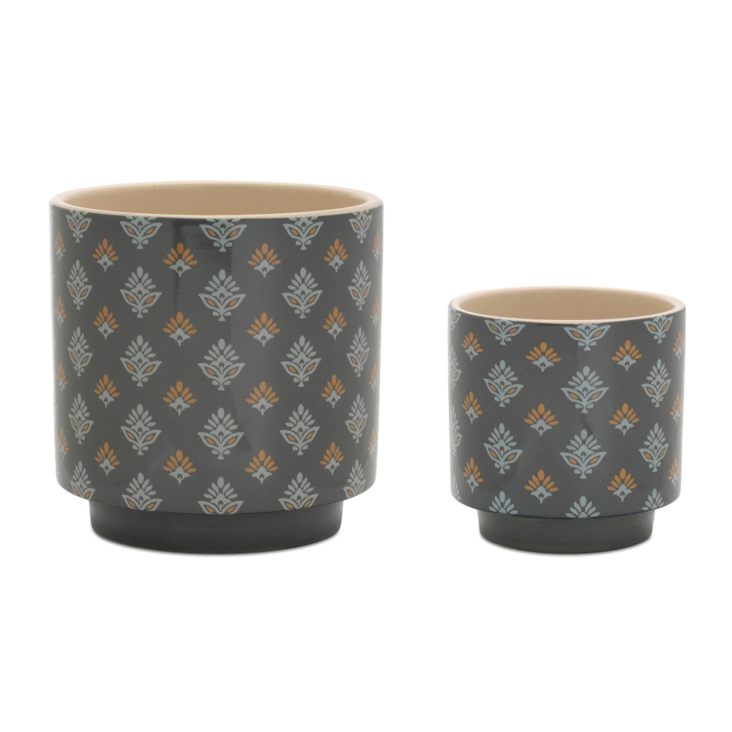 Mini Floral Pattern Planter Set Of 2